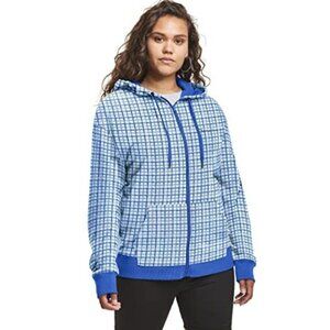 Champion Womens Plus Campus French Terry Zip Jacket, Size 1X, Blue Batik Check